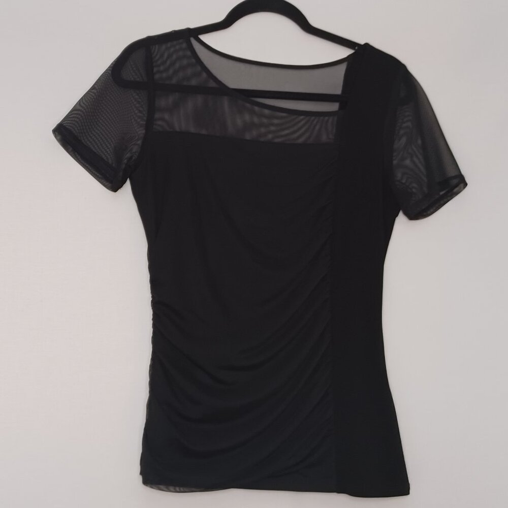 Women's DKNY Black Semi Sheer‎ Goth Wednesday Adams Lydia Deetz Top Size Small